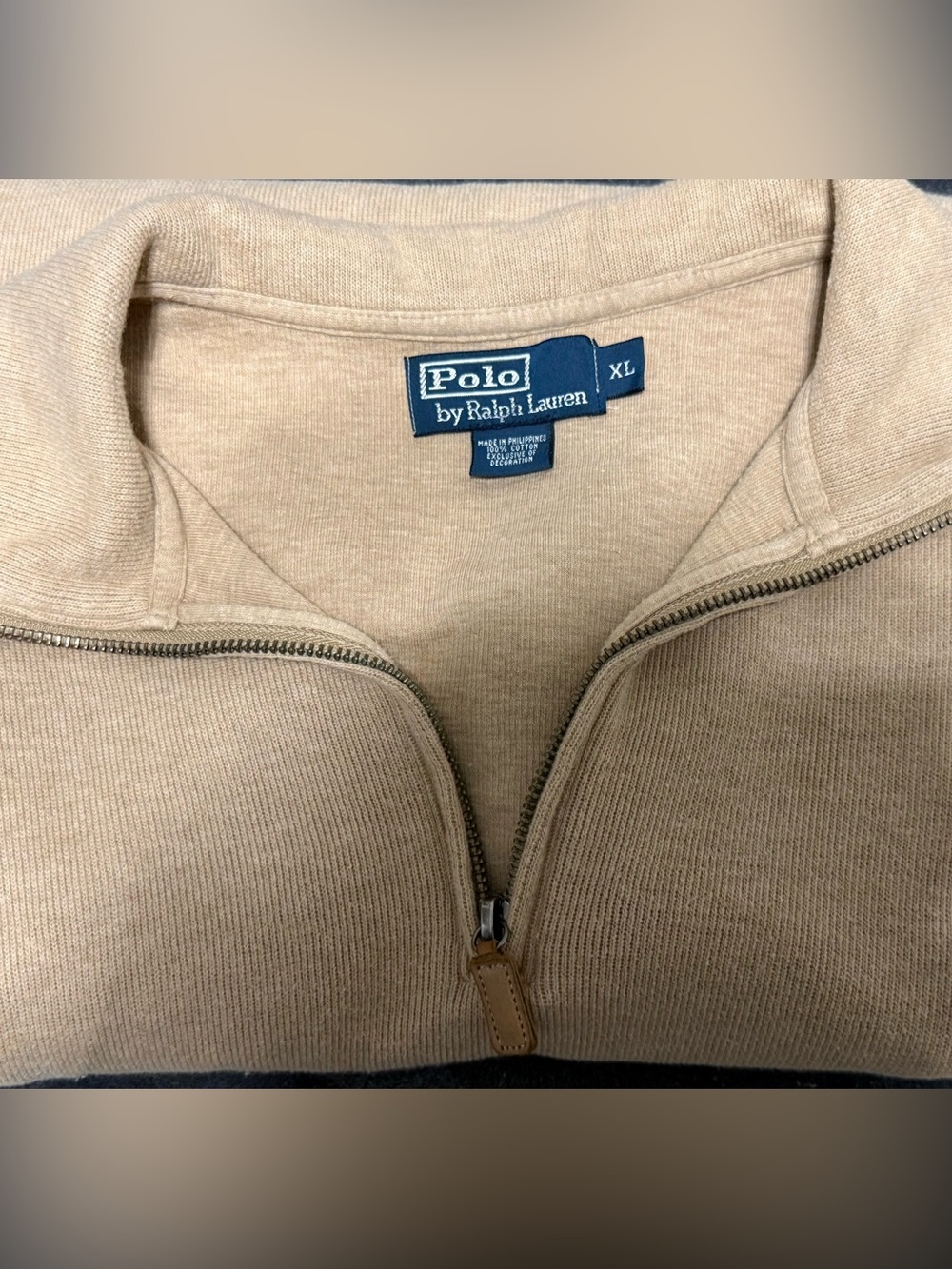 Ralph Lauren Polo Half-Zip Sweater in Tan
